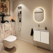 MONDIAZ TURE-DLUX 60cm toiletmeubel Talc. EDEN wastafel Glace positie links. Zonder kraangat. SW1103174