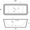 Xenz Marina vrijstaand bad 180x80x60 edelweiss incl. 7006 badafvoer/vulcombinatie chroom SW103236