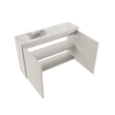 MONDIAZ TURE-DLUX 80cm toiletmeubel Linen. EDEN wastafel Glace positie links. Met 1 kraangat. SW1103363