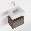 MONDIAZ ANDOR Toiletmeubel - 40x30x30cm - 0 kraangaten - 1 lades - smoke mat - wasbak midden - Solid surface - Wit SW474007