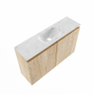 MONDIAZ TURE-DLUX 80cm toiletmeubel Washed Oak. EDEN wastafel Opalo positie midden. Zonder kraangat. SW1104627