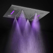Hotbath Mate inbouw hoofddouche 48x63cm rechthoek met spray LED verlichting nikkel geborsteld SW74123