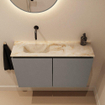 MONDIAZ TURE-DLUX 80cm toiletmeubel Smoke. EDEN wastafel Frappe positie links. Zonder kraangat. SW1103033