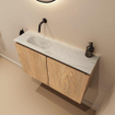 MONDIAZ TURE-DLUX 80cm toiletmeubel Washed Oak. EDEN wastafel Opalo positie links. Zonder kraangat. SW1104625