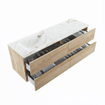 MONDIAZ VICA-DLUX Badkamermeubelset - 150cm - onderkast washed oak - 4 lades - inbouw wastafel cloud links - 1 kraangat - 60cm hoge versie - frape SW1088815