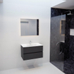 MONDIAZ VICA Badkamermeubelset - 80cm - 2 lades - wasbak Moon midden - 1 kraangat - solid surface darkgrey SW409771