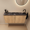 MONDIAZ TURE-DLUX 100cm toiletmeubel Washed Oak. EDEN wastafel Lava positie rechts. Met 1 kraangat. SW1104134