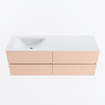 MONDIAZ VICA Badkamermeubelset - 140cm - onderkast rosee - 4 lades - wastafel cloud links - zonder kraangaten - 60cm hoge versie - talc SW1083379