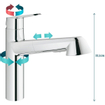 GROHE Eurodisc Cosmopolitan Keukenkraan - laag - uittrekbare uitloop - chroom 0430422