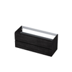 INK Wastafelonderkast - 120x45x52cm - 2 lades - greeploos - houten keerlijst - MFC Houtskool eiken SW207417