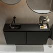 MONDIAZ TURE Fonteinset - 100x23x50cm - 0 kraangaten - 2 deuren - urban mat - Wasbak links - Solid Surface Zwart SW475271