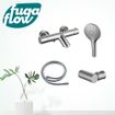 FugaFlow Eccelente Sobrado Badkamer Thermostatische badkraan met ronde handdouche, handdouchehouder en gladde doucheslang geborsteld RVS PVD SW1124095