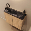 MONDIAZ TURE-DLUX 60cm toiletmeubel Washed Oak. EDEN wastafel Lava positie links. Met 1 kraangat. SW1104111