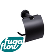 FugaFlow Efficiente Acces Toiletrolhouder - met klep - rond - mat zwart SW1123496
