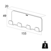 Tiger Colar Multihaak RVS geborsteld 15.5x4.9x2cm SW106809