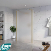 FugaFlow Eccelente Vetro Vrijstaande inloopdouche badkamer - 110x200cm - Glas mat - antikalk - 8mm veiligheidsglas - 2 zijwanden 30cm - met wandarmen en hoekprofielen - Messing geborsteld (goud) - SW1125521