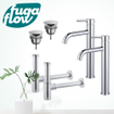 FugaFlow Eccelente Sobrado Badkamer Wastafelkraanset - voor dubbele wastafel - verhoogde wastafelkraan - always open plug - design sifon - Chroom SW1124276