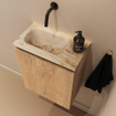 MONDIAZ TURE-DLUX 40cm toiletmeubel Washed Oak. EDEN wastafel Frappe positie links. Zonder kraangat. SW1103070