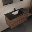 Mondiaz Aivy badmeubelset - 100x45x50cm - 1 kraangat - 1 wasbak urban Solid surface - Midden - 2 lades - Met spiegel - Melamine Mocha SW892448