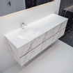 MONDIAZ VICA Badkamermeubelset - 150cm - 2 lades - wasbak Moon links - 1 kraangat - solid surface carrara marmer SW410221