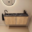 MONDIAZ TURE-DLUX 100cm toiletmeubel Washed Oak. EDEN wastafel Lava positie links. Met 1 kraangat. SW1104103