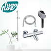 FugaFlow Eccelente Sobrado Badkamer badkraan met glijstangset met ronde handdouche, metalen doucheslang chroom SW1123973