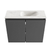 MONDIAZ TURE-DLUX 60cm toiletmeubel Dark Grey. EDEN wastafel Ostra positie rechts. Met 1 kraangat. SW1104803