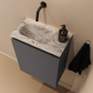 MONDIAZ TURE-DLUX 40cm toiletmeubel Dark Grey. EDEN wastafel Glace positie links. Zonder kraangat. SW1103225