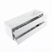 MONDIAZ VICA-DLUX Badkamermeubelset - 150cm - onderkast talc - 2 lades - inbouw wastafel cloud rechts - 1 kraangat - 60cm hoge versie - opalo SW1088513