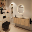 MONDIAZ TURE-DLUX 120cm toiletmeubel Washed Oak. EDEN wastafel Frappe positie midden. Met 1 kraangat. SW1103101
