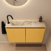 MONDIAZ TURE-DLUX 80cm toiletmeubel Ocher. EDEN wastafel Frappe positie links. Met 1 kraangat. SW1102879