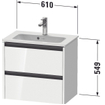 Duravit Ketho 2 wastafelonderbouwkast met 2 laden 61x39x54.9cm met grepen antraciet grafiet supermat SW773103