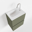 MONDIAZ ADA Toiletmeubel - 40x30x50cm - 1 kraangat - 2 lades - army mat - wasbak rechts - Solid surface - Wit SW472591