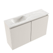 MONDIAZ TURE-DLUX 80cm toiletmeubel Linen. EDEN wastafel Ostra positie links. Zonder kraangat. SW1104901