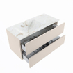 MONDIAZ VICA-DLUX Badkamermeubelset - 100cm - onderkast linen- 2 lades - inbouw wastafel cloud links - zonder kraangaten - 60cm hoge versie - frape SW1088943