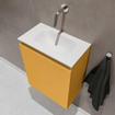 MONDIAZ TURE Fonteinset - 40x23x50cm - 0 kraangaten - 1 deur - ocher mat - Wasbak midden - Solid Surface Wit SW475030