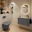 MONDIAZ TURE-DLUX 80cm toiletmeubel Dark Grey. EDEN wastafel Opalo positie rechts. Met 1 kraangat. SW1104259