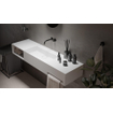 Ideavit Wastafel - 140x40x20cm - solid surface - afgeronde binnenhoeken - handdoekhouder rechts - opbergvak links - vierkante afvoerdekking - solid surface - mat wit SW1220459