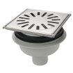 Aquaberg kunststof put met onderaansluiting met RVS rooster opzetstuk 15x15cm met reukslot 50mm 2300040