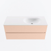 MONDIAZ VICA Badkamermeubelset - 110cm - onderkast rosee- 2 lades - wastafel moon rechts - 1 kraangat - 60cm hoge versie - talc SW1080373
