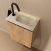 MONDIAZ TURE-DLUX 40cm toiletmeubel Washed Oak. EDEN wastafel Ostra positie rechts. Met 1 kraangat. SW1105110