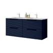 Adema Prime Balance Badkamermeubelset - 120x55x45cm - 2 rechthoekige keramische wasbakken wit - 2 kraangaten - 4 lades - rechthoekige spiegel - mat marine blauw SW916239