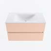 MONDIAZ VICA Badkamermeubelset - 80cm - onderkast rosee- 2 lades - wastafel cloud midden - 1 kraangat - 60cm hoge versie - talc SW1083292