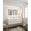 MONDIAZ VICA Badkamermeubelset - 150cm - 4 lades - wasbak Cloud dubbel - 2 kraangaten - solid surface linen SW411022