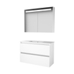 Basic-Line Premium 39 badkamermeubelset - 100x39cm - greeploos - 2 lades - porseleinen wastafel - 1 kraangat - Spiegelkast - geintegreerde LED verlichting - MDF lak Ice White SW351273