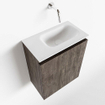 MONDIAZ TURE Fonteinset - 40x23x50cm - 0 kraangaten - 1 deur - dark brown mat - Wasbak rechts - Solid Surface Wit SW475179