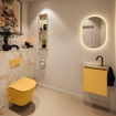 MONDIAZ TURE-DLUX 40cm toiletmeubel Ocher. EDEN wastafel Frappe positie links. Met 1 kraangat. SW1102896
