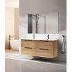 Adema Prime Balance Badkamermeubelset - 120x55x45cm - 2 ovale keramische wasbakken wit - 2 kraangaten - 4 lades - rechthoekige spiegel - rustiek eiken SW1159470