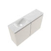 MONDIAZ TURE-DLUX 80cm toiletmeubel Linen. EDEN wastafel Opalo positie links. Zonder kraangat. SW1104409