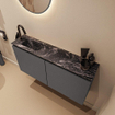 MONDIAZ TURE-DLUX 100cm toiletmeubel Dark Grey. EDEN wastafel Lava positie links. Met 1 kraangat. SW1103758